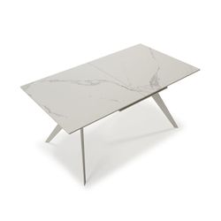 White metal and ceramic extendable dining table, 160/220 x 90 x 76 cm | Lula