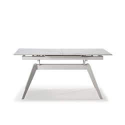 White metal and ceramic extendable dining table, 160/220 x 90 x 76 cm | Lula