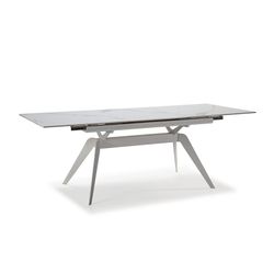 White metal and ceramic extendable dining table, 160/220 x 90 x 76 cm | Lula