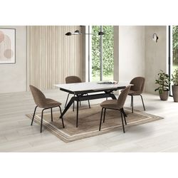 Extendable black and white ceramic and metal dining table, 160/220 x 90 x 76 cm | Lula
