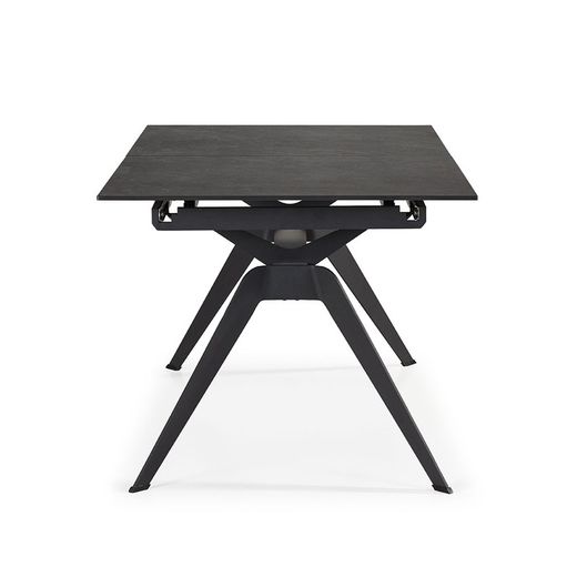 Extendable black metal and ceramic dining table, 160/220 x 90 x 76 cm | Lula