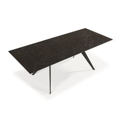 Extendable black metal and ceramic dining table, 160/220 x 90 x 76 cm | Lula