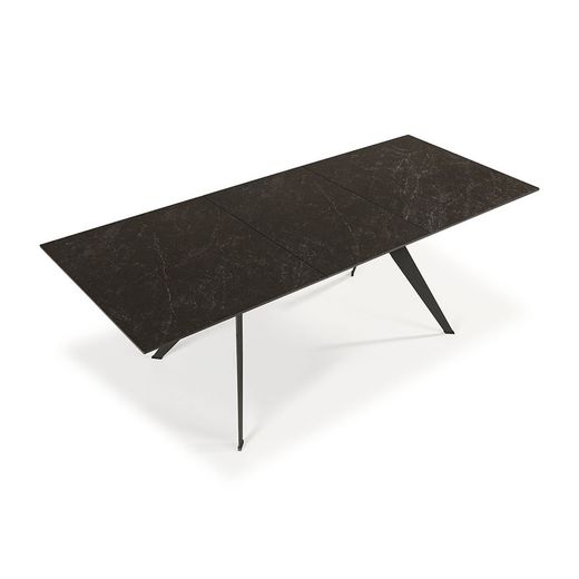 Extendable black metal and ceramic dining table, 160/220 x 90 x 76 cm | Lula