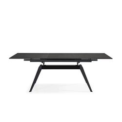 Extendable black metal and ceramic dining table, 160/220 x 90 x 76 cm | Lula