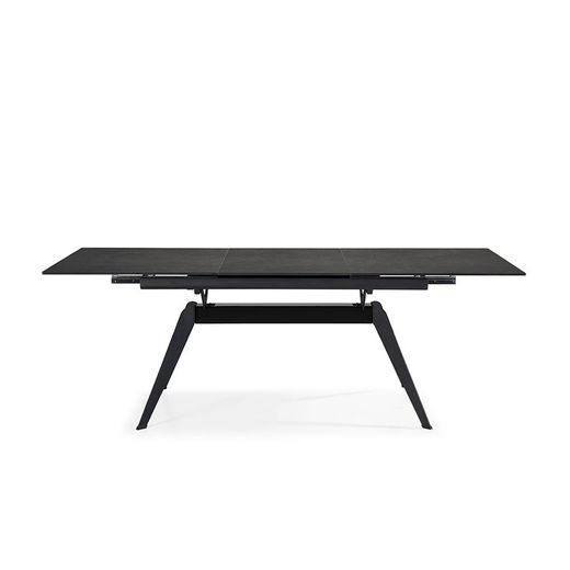 Extendable black metal and ceramic dining table, 160/220 x 90 x 76 cm | Lula