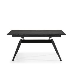 Extendable black metal and ceramic dining table, 160/220 x 90 x 76 cm | Lula