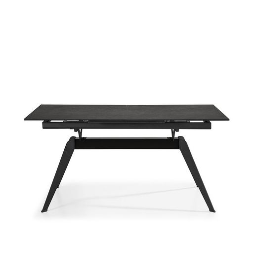 Extendable black metal and ceramic dining table, 160/220 x 90 x 76 cm | Lula