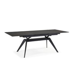 Extendable black metal and ceramic dining table, 160/220 x 90 x 76 cm | Lula