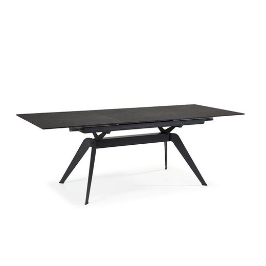 Extendable black metal and ceramic dining table, 160/220 x 90 x 76 cm | Lula