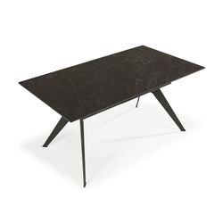 Extendable black metal and ceramic dining table, 160/220 x 90 x 76 cm | Lula
