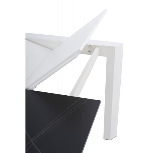 Extendable dining table in tempered glass and porcelain finish, 140/200 x 90 x 76 cm