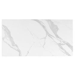 Extendable dining table in tempered glass and porcelain finish, 140/200 x 90 x 76 cm