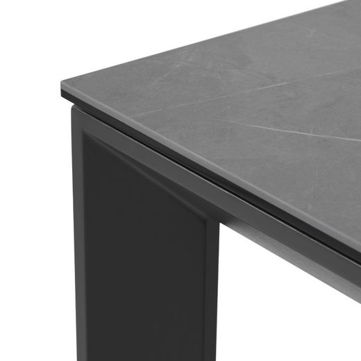 Extendable dining table in tempered glass and porcelain finish, 160/240 x 90 x 76 cm