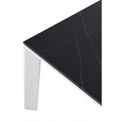 Extendable dining table in tempered glass and porcelain finish, 160/240 x 90 x 76cm