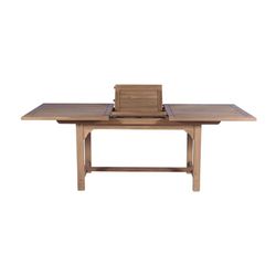 Extendable outdoor dining table in teak wood in honey, 160 x 90 x 76 cm | Mati
