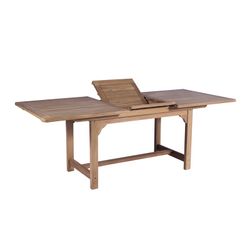 Extendable outdoor dining table in teak wood in honey, 160 x 90 x 76 cm | Mati