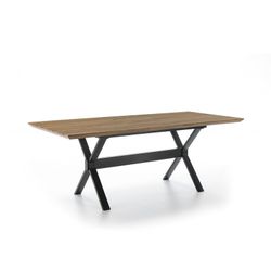 Tavolo da pranzo allungabile in legno impiallacciato. Struttura gambe in ferro nero140 / 180x90x76-160 / 200x90x76