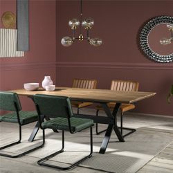 Tavolo da pranzo allungabile in legno impiallacciato. Struttura gambe in ferro nero140 / 180x90x76-160 / 200x90x76