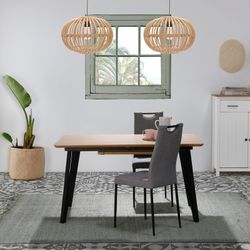 Mesa de Comedor Extensible de Madera DM y Metal 140/200x90x76 cm