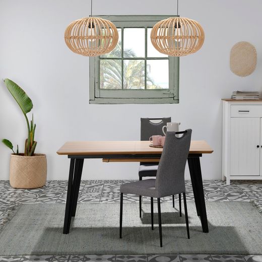 Mesa de Comedor Extensible de Madera DM y Metal 140/200x90x76 cm
