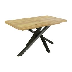 Mesa de jantar extensível em madeira de cedro e metal natural, 140 - 180 - 220 x 90 x 76 cm | Xena