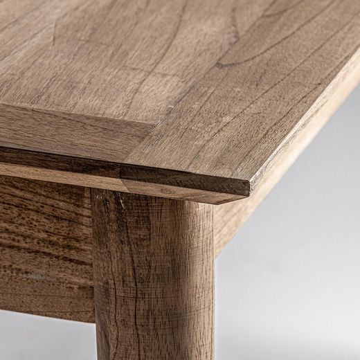 Table à manger extensible en bois de mindi naturel, 160 x 80 x 76 cm | Nyry