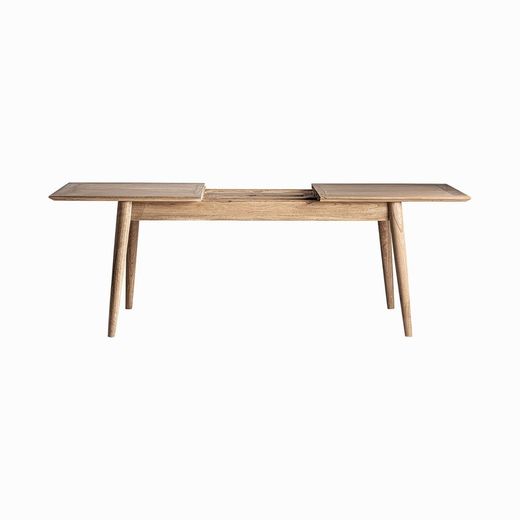 Table à manger extensible en bois de mindi naturel, 160 x 80 x 76 cm | Nyry