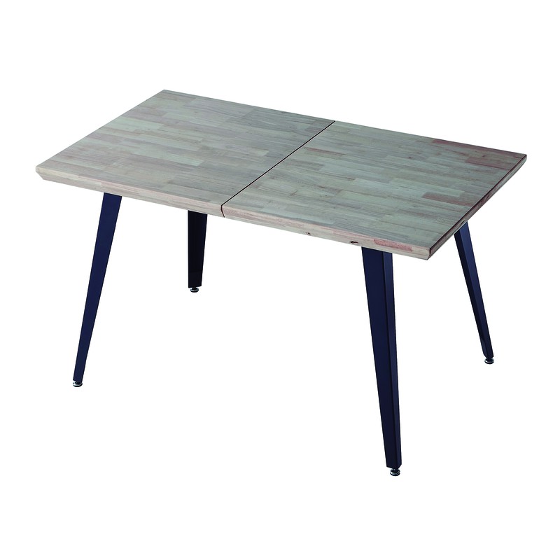 Mesa comedor extensible JACK, estilo industrial, de 140 hasta 220 cm ancho  patas metalicas en negro Roble Honey