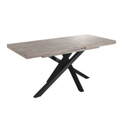 Utdragbart matbord i trä och metall i honungsek och svart, 140-180-220 x 90 x 76 cm | Xena