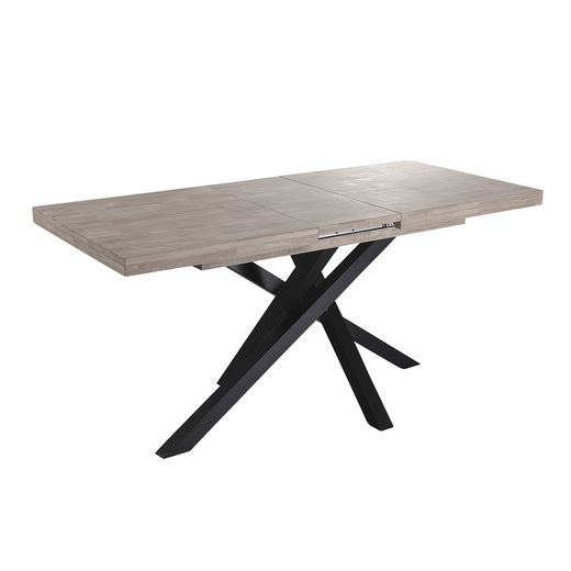 Utdragbart matbord i trä och metall i honungsek och svart, 140-180-220 x 90 x 76 cm | Xena