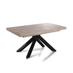 Uitschuifbare houten en metalen eettafel in honingeik en zwart, 160-200-240 x 90 x 76 cm | Xena