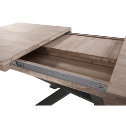 Uitschuifbare houten en metalen eettafel in honingeik en zwart, 160-200-240 x 90 x 76 cm | Xena