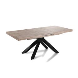 Uitschuifbare houten en metalen eettafel in honingeik en zwart, 160-200-240 x 90 x 76 cm | Xena