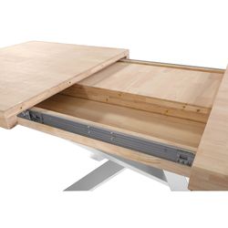 Extendable wood and metal dining table in Nordish oak and white, 160-200-240 x 90 x 76 cm | Xena