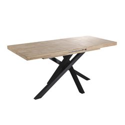Extendable wooden and metal dining table in Nordish oak and black, 140-180-220 x 90 x 76 cm | Xena