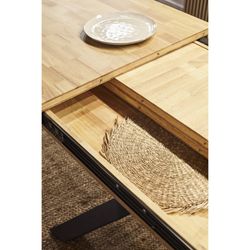 Extendable wooden and metal dining table in Nordish oak and black, 140-180-220 x 90 x 76 cm | Xena