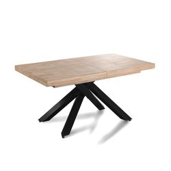 Extendable wood and metal dining table in Nordish oak and black, 160-200-240 x 90 x 76 cm | Xena