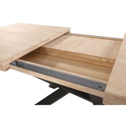 Extendable wood and metal dining table in Nordish oak and black, 160-200-240 x 90 x 76 cm | Xena