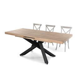 Extendable wood and metal dining table in Nordish oak and black, 160-200-240 x 90 x 76 cm | Xena