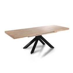 Extendable wood and metal dining table in Nordish oak and black, 160-200-240 x 90 x 76 cm | Xena