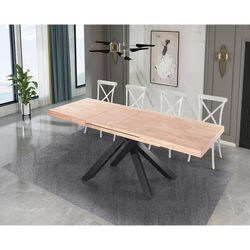 Extendable wood and metal dining table in Nordish oak and black, 160-200-240 x 90 x 76 cm | Xena