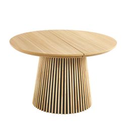 Extendable dining table made of wood and natural laminated paper, 120-160-200 x 130 x 75 cm | Keanu