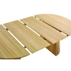 Extendable dining table made of wood and natural laminated paper, 120-160-200 x 130 x 75 cm | Keanu