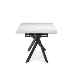 Extendable dining table made of synthetic stone and metal in black and white, 160-200 x 89.5 x 76 cm | Belma