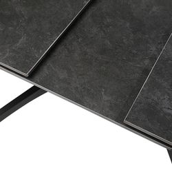 Utdragbart matbord i syntetsten och metall i mörkgrå svart, 150-200 x 85 x 76 cm | Stipendium