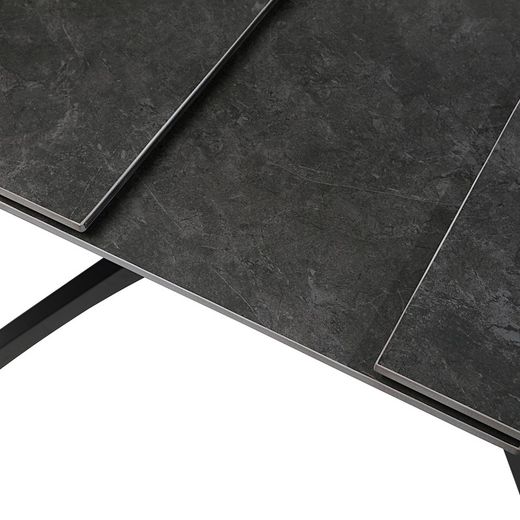 Utdragbart matbord i syntetsten och metall i mörkgrå svart, 150-200 x 85 x 76 cm | Stipendium