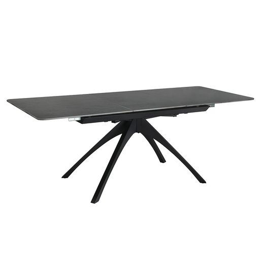 Utdragbart matbord i syntetsten och metall i mörkgrå svart, 150-200 x 85 x 76 cm | Stipendium