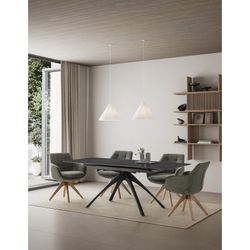 Utdragbart matbord i syntetsten och metall i mörkgrå svart, 150-200 x 85 x 76 cm | Stipendium