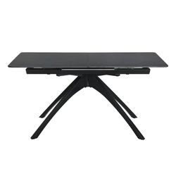 Utdragbart matbord i syntetsten och metall i mörkgrå svart, 150-200 x 85 x 76 cm | Stipendium