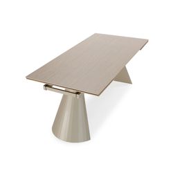 Uitschuifbare eettafel in steen en metaal, beige, 180-260 x 90 x 76 cm | Prisca